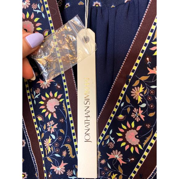 JONATHAN SIMKHAI Scarf Print Peasant Faux Wrap Long Sleeve Blouse US XS NWT - Picture 9 of 11